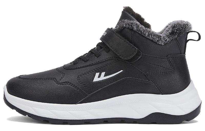 Warrior Leather Upper Waterproof, Thick Sole With Cushioning, Fleece Lined Thermal Low top Casual Shoes Men's Black
