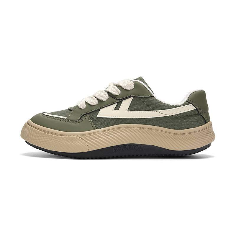 Warrior Heaven's Power Canvas Shoes Slip Resistant Abrasion Resistant Casual Shoes Unisex Army Green/Beige