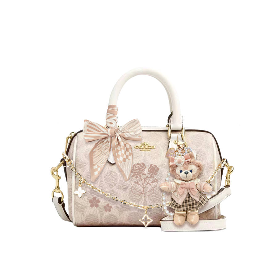 COACH Rowan Coated Canvas Handbag Small Women's Vanilla White