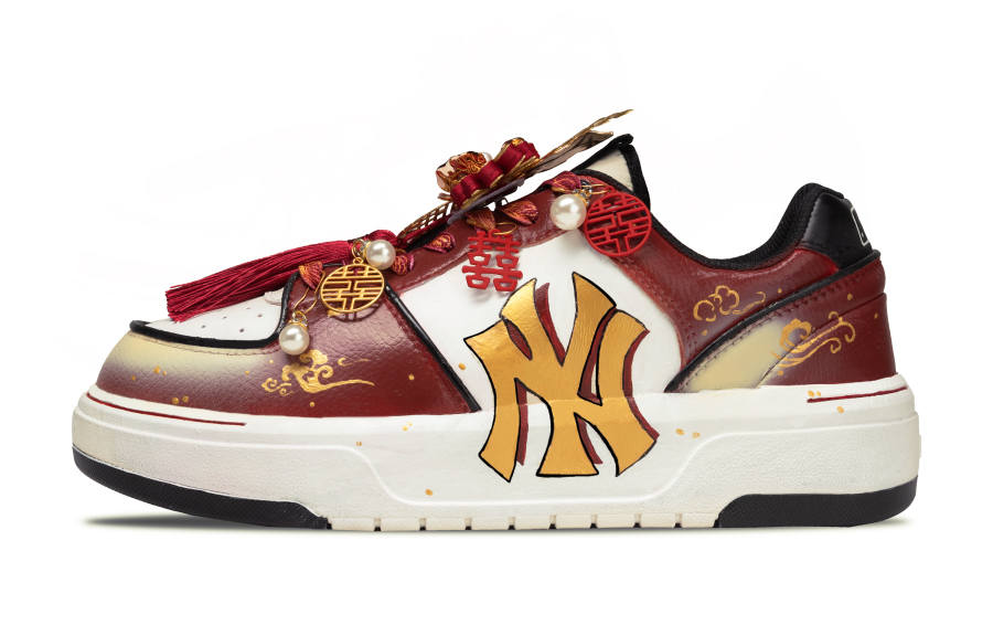 MLB Chunky Liner Funi Day Of Great Joy Pu Abrasion Resistant Low top Skateboard Shoes Unisex White Red