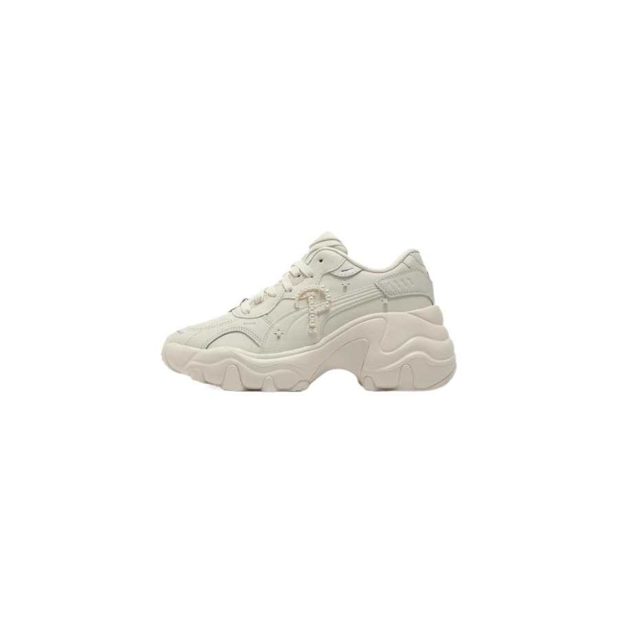 PUMA Artificial Leather, Leather Wear resistant And Lightweight Low top Casual Shoes Women's Beige