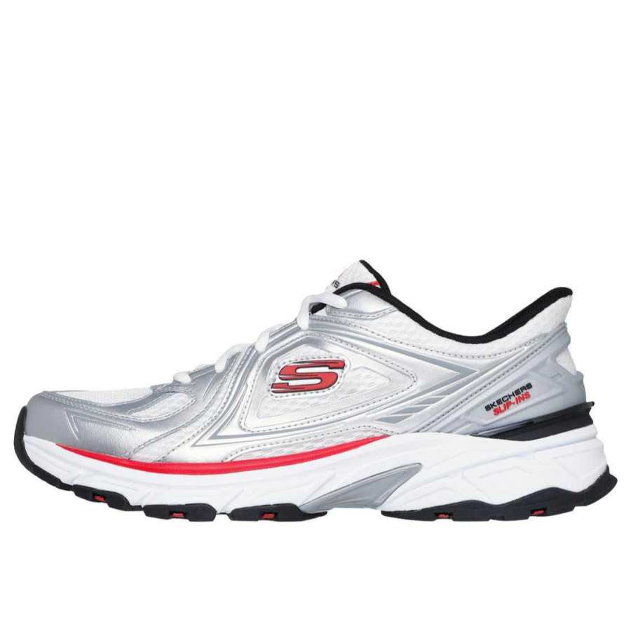 Skechers Silver Wing Shoes Lightweight Low top Casual Shoes Men's White Silver