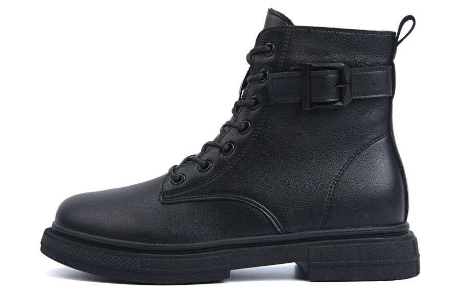 WARRIOR WARRIOR Microfiber Leather Combat Boots Women's Black