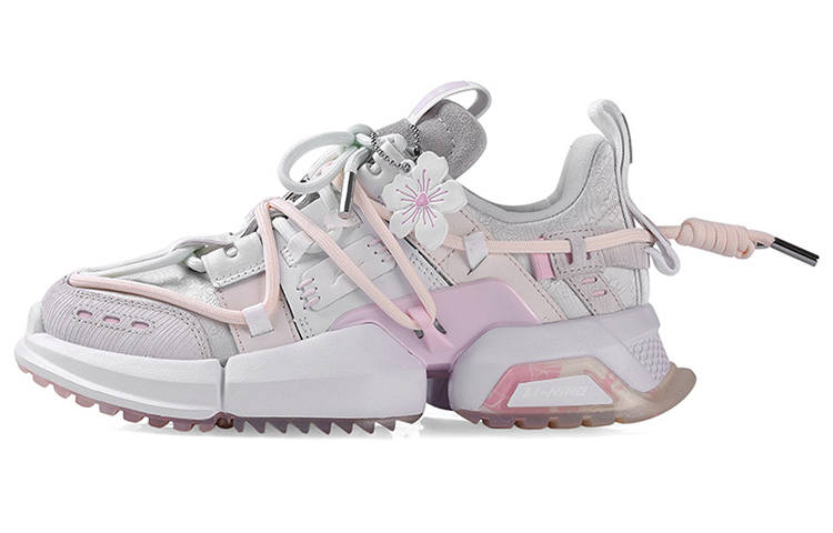 Li-Ning Li Ning Pan Gu Trek Cherry Blossom Collection Slip Resistant Abrasion Resistant Low top Casual Shoes Women's Pink
