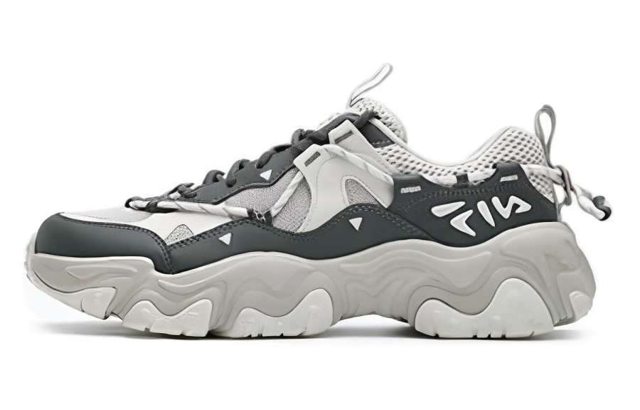 FILA FLUID 5 Cat Paw 5.0 Textile, Synthetic Leather Low top Casual Shoes Men's White Gray