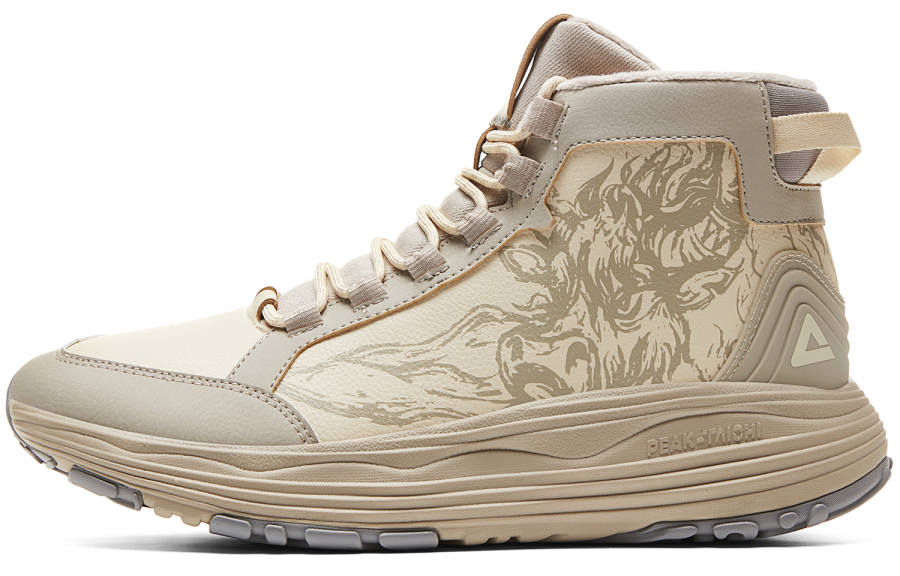 PEAK Chinese Original Collection Casual Shoes Men's Mid Top Beige Gray
