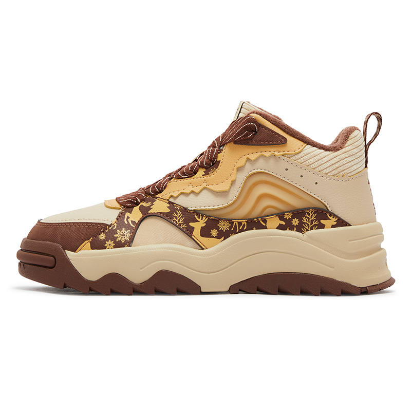 361° Abrasion Resistant Lightweight Wear resistant And Lightweight High top Casual Shoes Women's Beige Brown