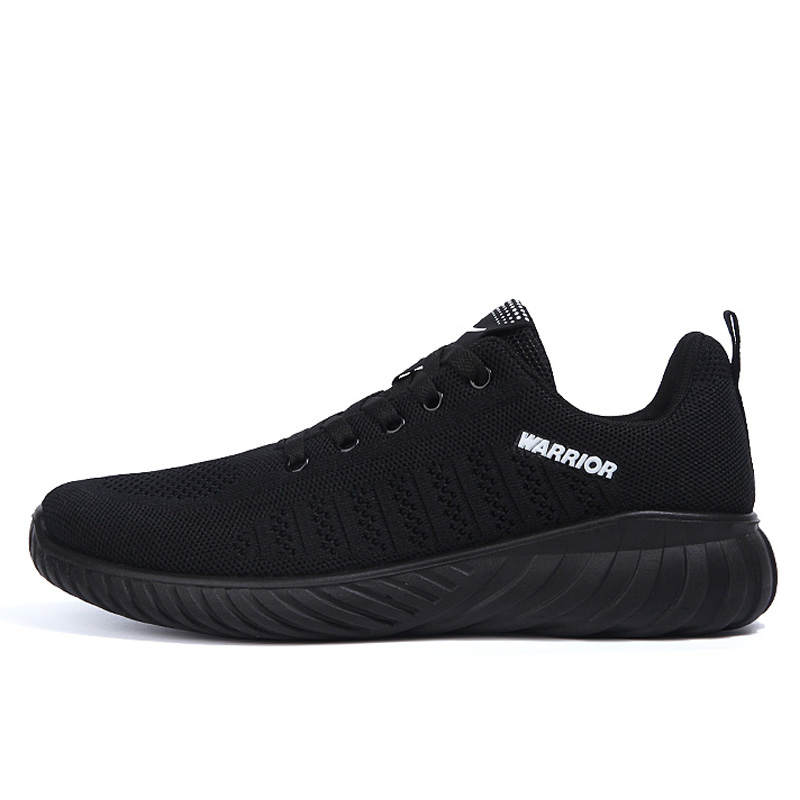 Warrior Fabric Comfortable Cushioning Abrasion Resistant Breathable Lightweight Low top Casual Shoes Men's All Black