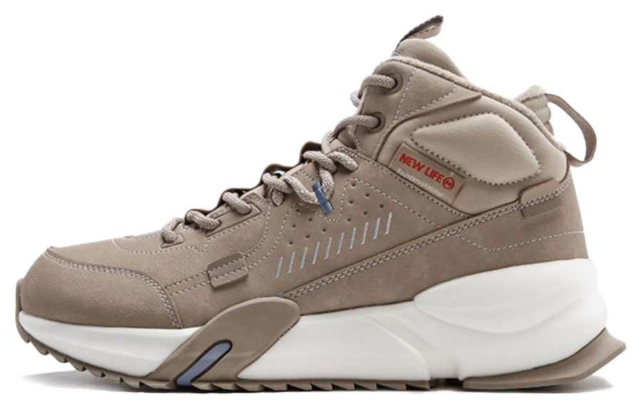 QIAODAN Abrasion Resistant Thermal High top Casual Shoes Men's Brown White