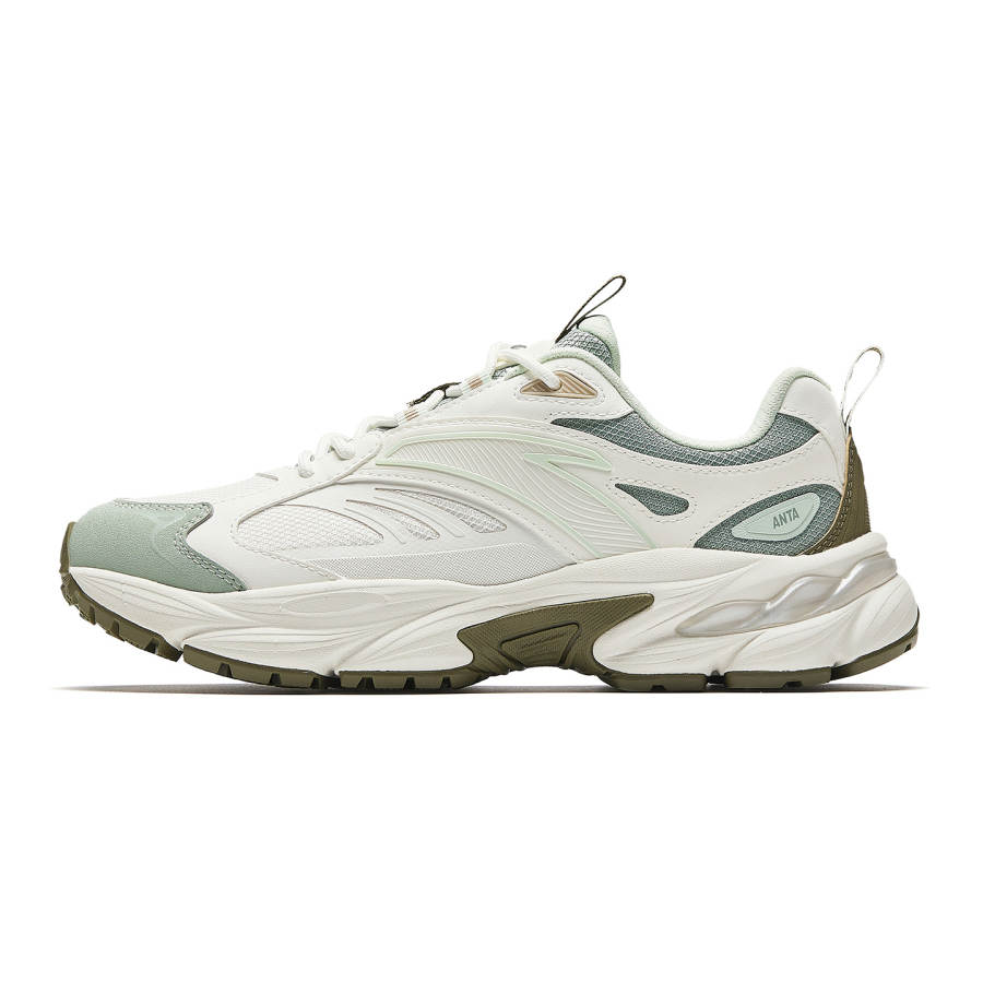 Anta Cushioning, Wear Resistant Casual Shoes Women's Ivory White/Ice Blue Green/Forest Green