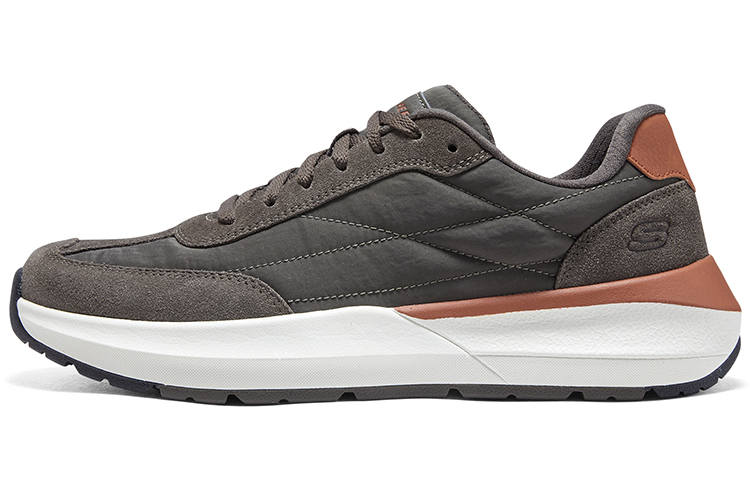 Skechers Global Jogger Textile, Split Cow Leather Abrasion Resistant Low top Casual Shoes Men's Gray Red