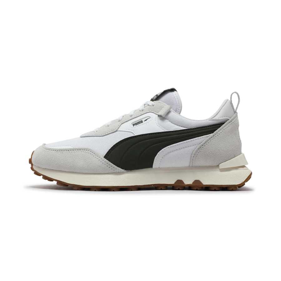 PUMA Rider FV Textile, Split Cow Leather, Artificial Leather Abrasion Resistant Low top Casual Shoes Unisex White Gray