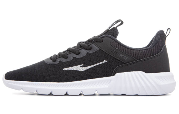 Erke Textile, Synthetic Leather Low top Running Shoes Men's Black White