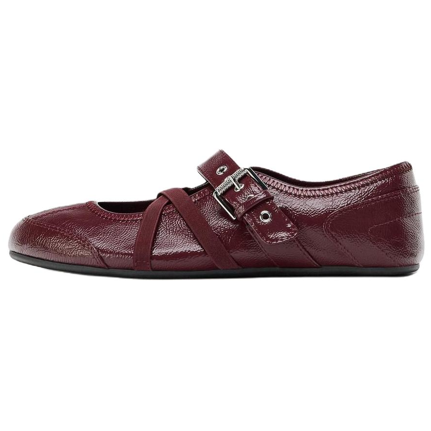 ZARA Pu Casual Shoes 0.5cm Women's Burgundy