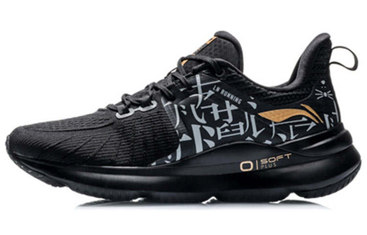 Li-Ning Li Ning SOFT PLUS Cushioning Slip Resistant Low top Running Shoes Men's Black White Text