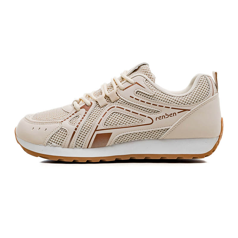 RENBEN Synthetic Leather, Textile Breathable And Lightweight Low top Casual Shoes Men's Beige Khaki