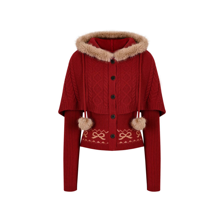 Umoumo Sweaters Women's Hooded Thickened Cardigan