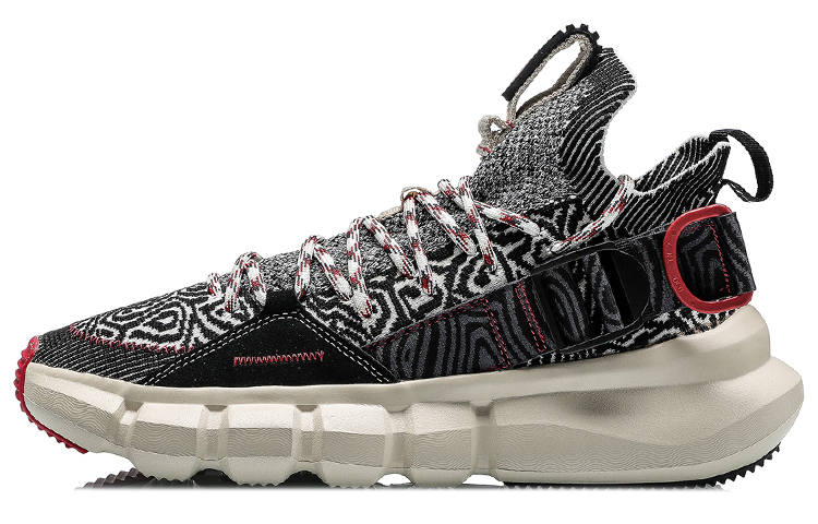Li-Ning LiNing Essence 2.3 Cushioning Anti-Slip And Wear-Resistant Coverage Support Mid-Top Casual Shoes Men's Black White