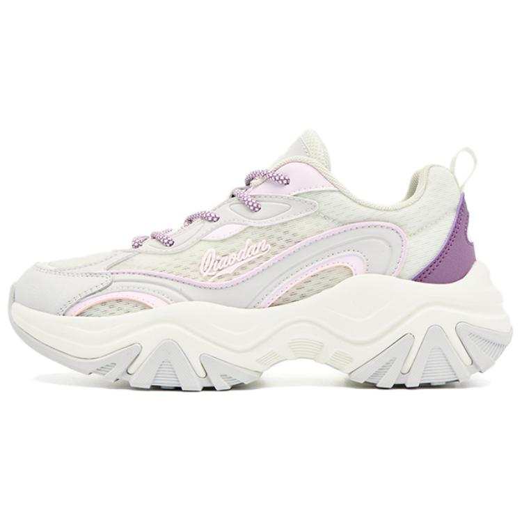 QIAODAN Abrasion Resistant Height Increasing Low top Casual Shoes Women's White Purple