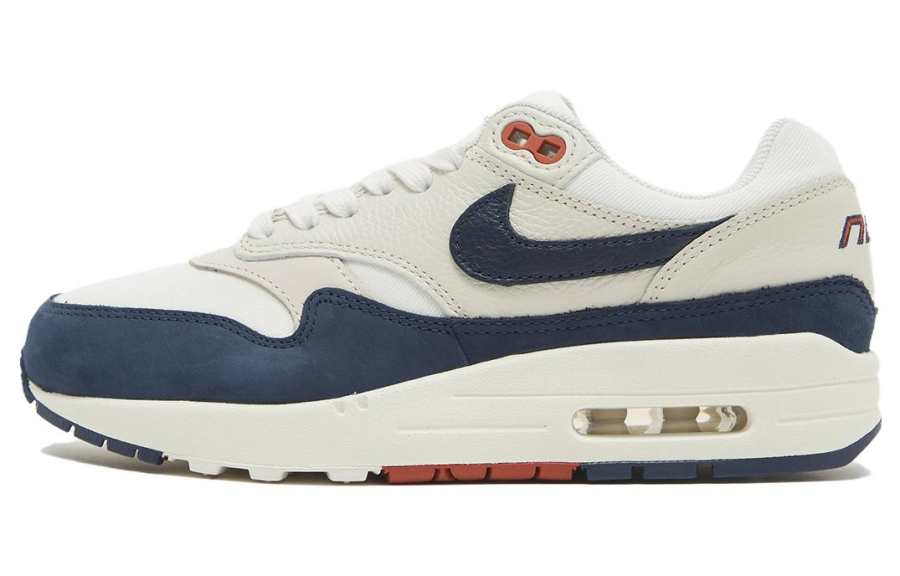 Nike Nike Air Max 1 LX 'White Navy Orange' Abrasion Resistant Breathable Low top Sports Casual Shoes Men's White Blue