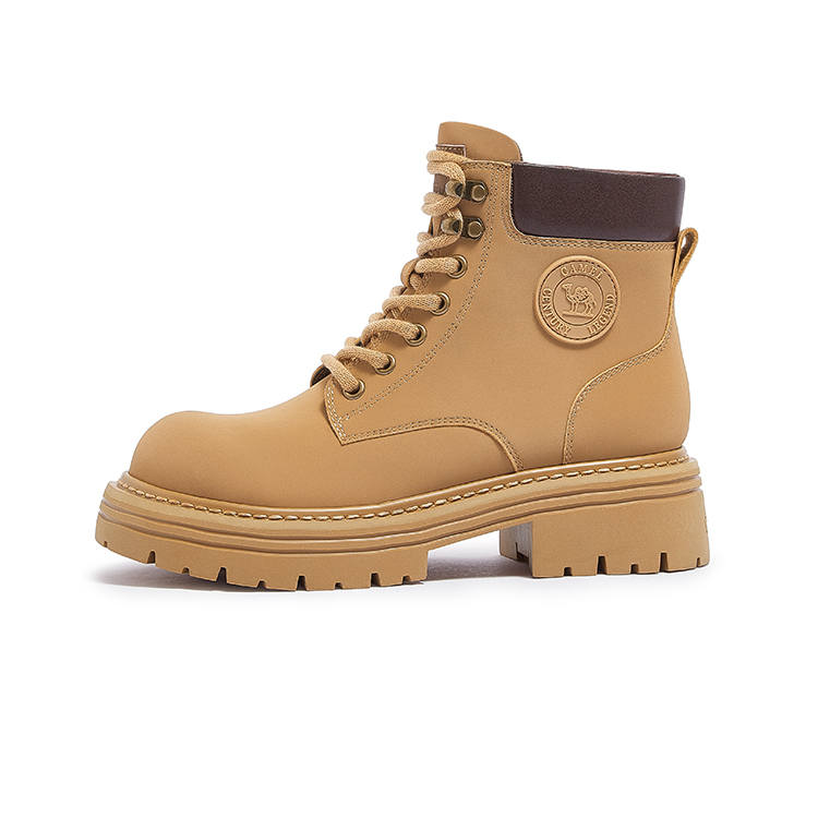 CAMEL Combat Boots Women's Yellow/apricot/powder