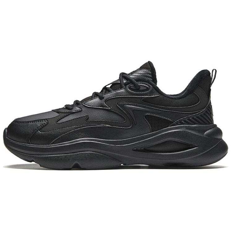 Anta Chao Bai 5S Textile, Synthetic Leather Cushioning Abrasion Resistant Lightweight Low top Casual Shoes Men's Black