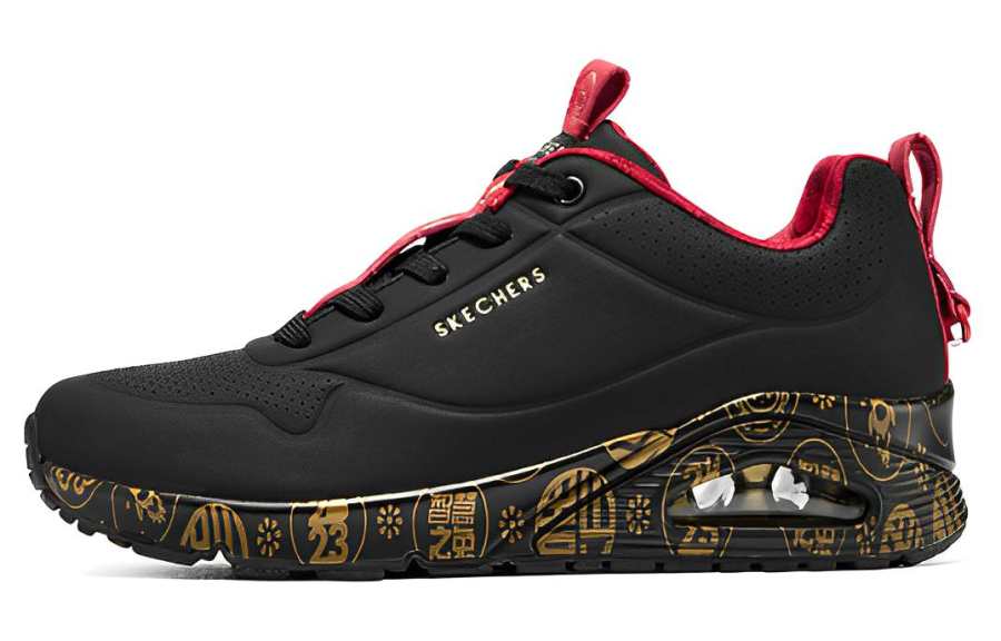 Skechers 2023 Year Of The Rabbit Uno Celebrat Airy Athletic Sneakers 'Black Red Gold' Women's