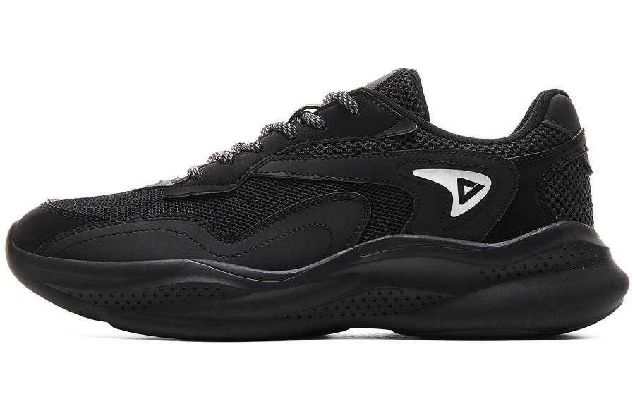 PEAK Cloud Course, Mesh Cushioning Rebound Lightweight Slip Resistant Low top Casual Shoes Men's Black Silver