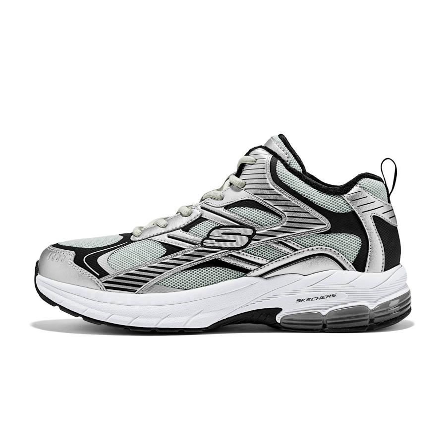 Skechers Abrasion Resistant Mid top Casual Shoes Men's Black Silver