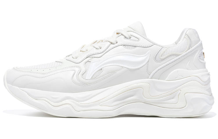 LI-NING 1990 LI NING 1990 Lava Slip Resistant Abrasion Resistant Low top Sports Casual Shoes Women's Cream White