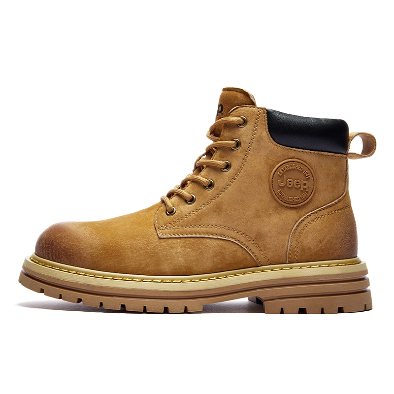 Jeep Jeep Leather Short Combat Boots 4cm Men's