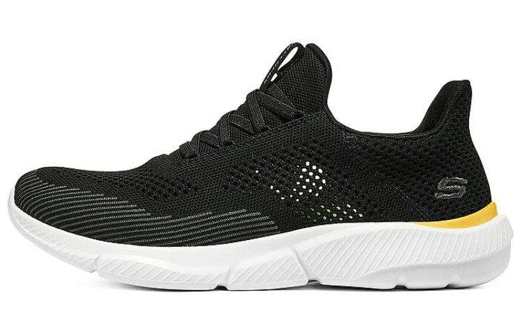 Skechers Ingram Textile, Mesh Lace Up Low top Casual Shoes Men's Black Yellow