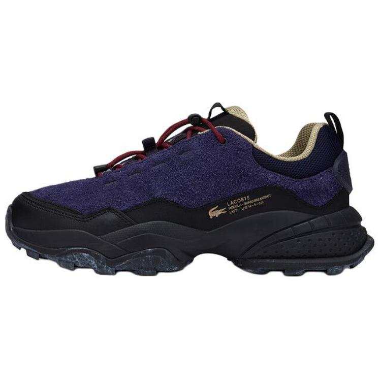 LACOSTE Suede Low top Casual Shoes Men's Navy Blue
