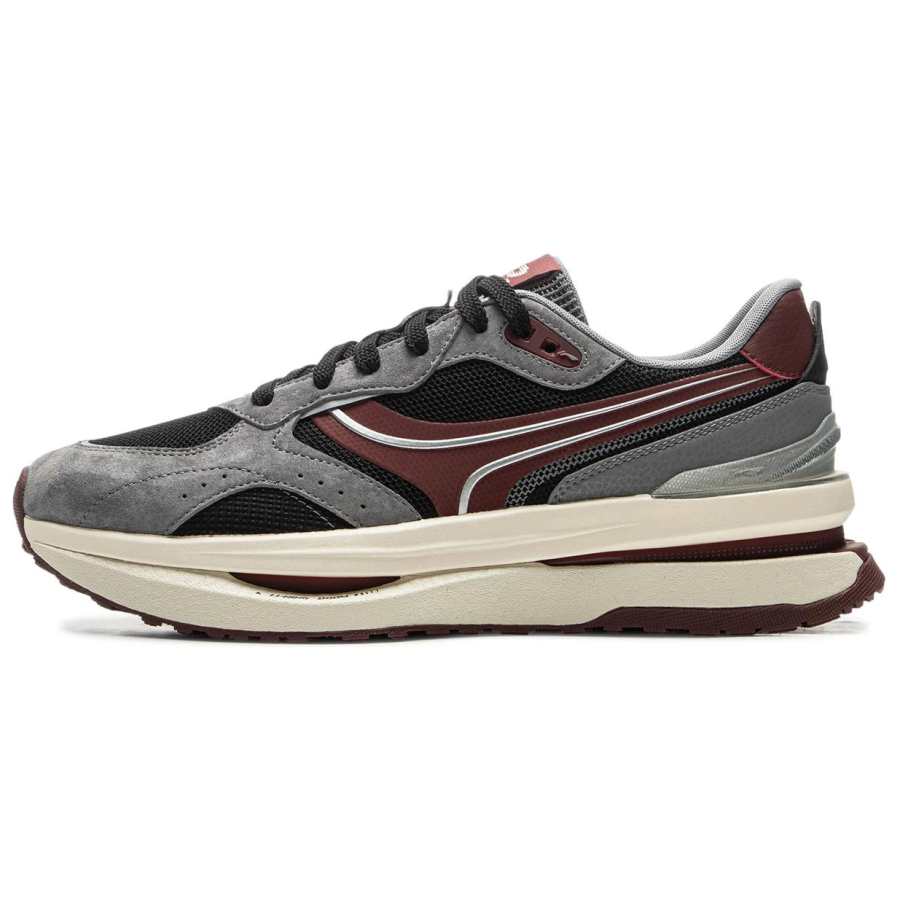 Li-Ning Li Ning Sports Life Collection Slip Resistant, Abrasion Resistant, Rebound Low top Casual Shoes Unisex Gray Black Red