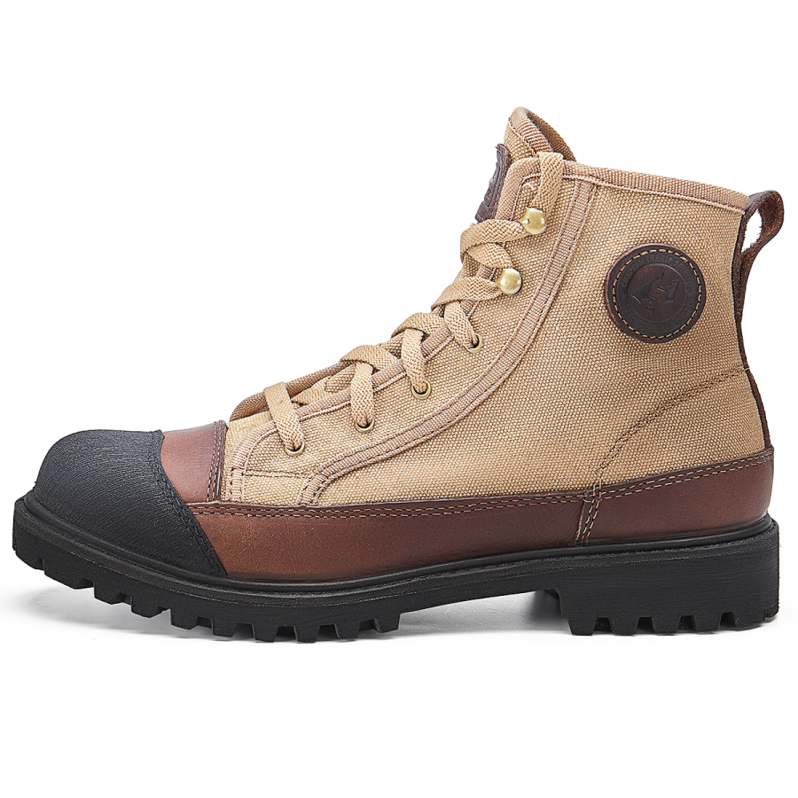 SLEADER Vintage Workwear Collection Canvas Short Combat Boots Low Heel Men's Black Brown