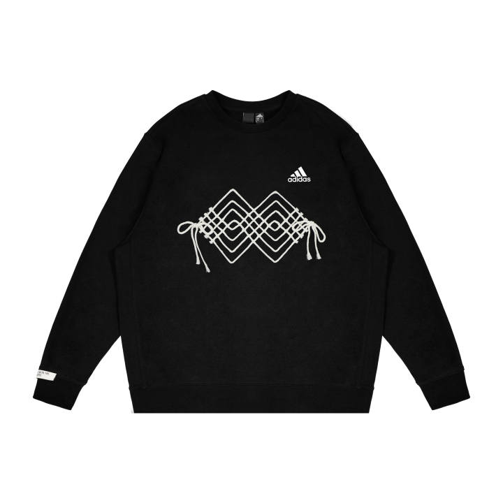 Adidas Adidas Extraordinary Knot Woven Diamond Pattern Handcrafted Patchwork Fleece Lined Long Sleeved Sweatshirt