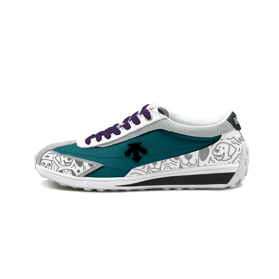 DESCENTE Cron Racer Happiness Puppy Cushioning Breathable Low top Casual Shoes Unisex White Green