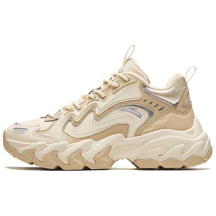 Anta Rock, Fleece Lined Comfortable Fashion Slip Resistant Thermal Mid top Casual Shoes Women's Beige Brown Silver