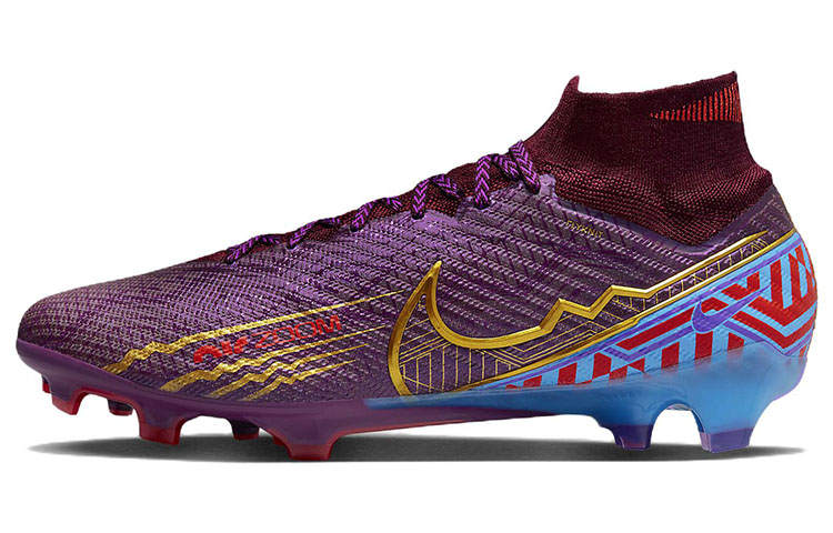 Nike Nike Mercurial Superfly 9 FG Firm Ground Cushioning Slip Resistant Abrasion Resistant Soccer Shoes Unisex Purple Gold