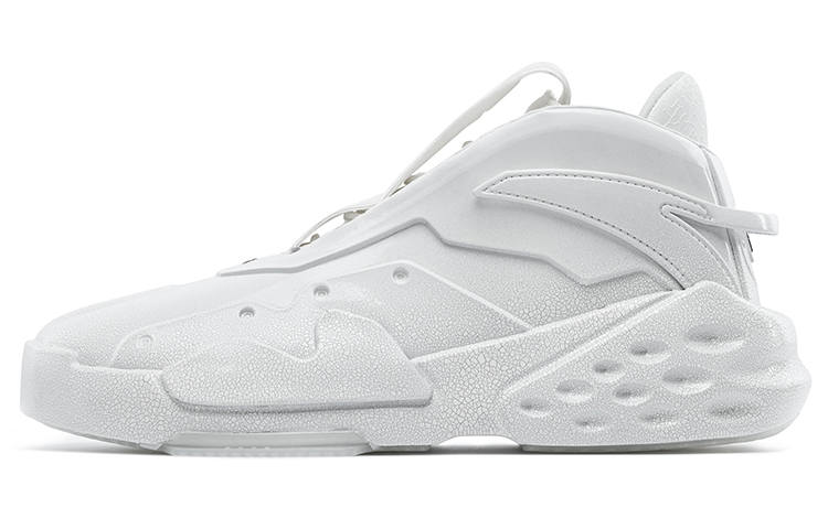Anta Monologue Leather Slip Resistant Abrasion Resistant High top Skateboard Shoes Men's White, Ru Kiln