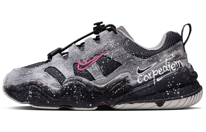 Nike Nike Tech Hera Blush Pink Ink Trend Abrasion Resistant Abrasion Resistant Low top Casual Shoes Unisex Black Gray