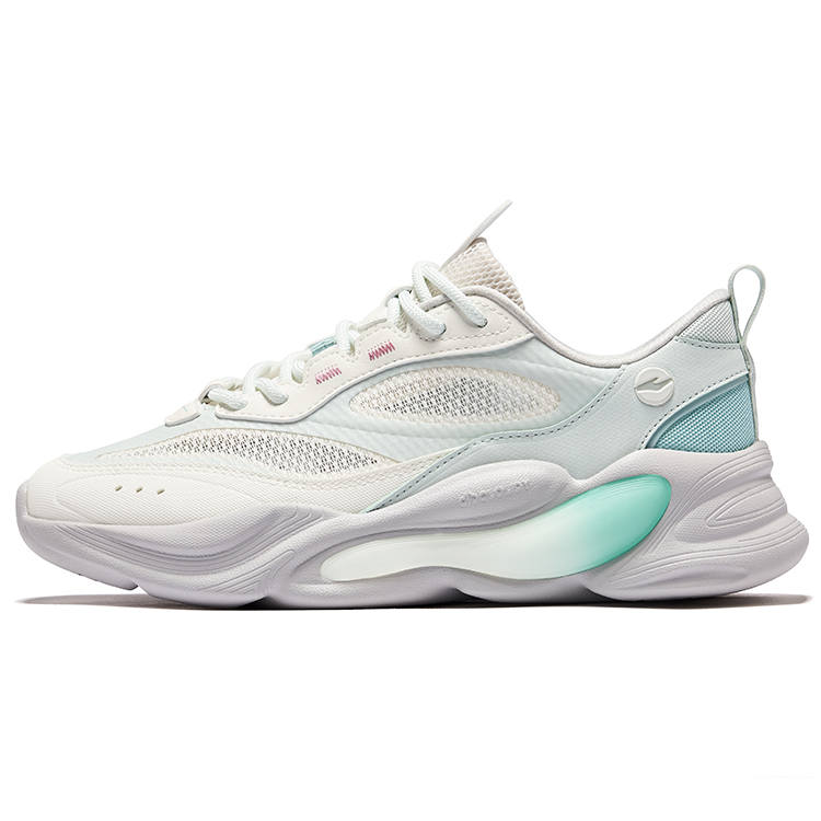 Erke Abrasion Resistant Breathable Height Increasing Low top Casual Shoes Women's Microcrystal White Snow Flower Cream