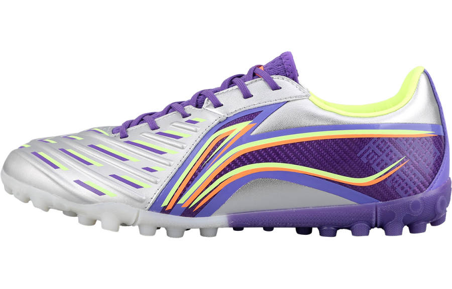 Li-Ning Li Ning Brocade Turf TF Turf Firm Ground, Artificial Turf Soccer Shoes Men's Purple Silver
