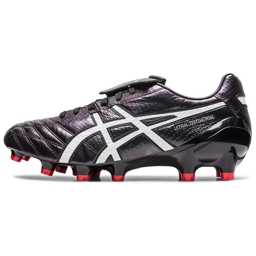 ASICS Lethal Testimonial 4 HG Hard Ground Artificial Turf Synthetic Leather Soccer Shoes Men's Black