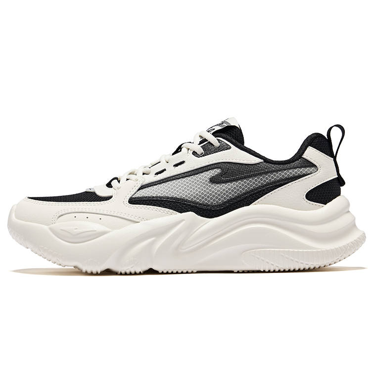 Erke Ao Wu Rebound Abrasion Resistant Breathable Low top Casual Shoes Women's Jet Black Microcrystal White