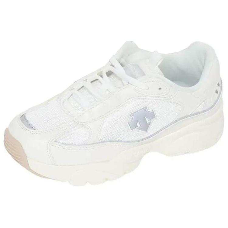 DESCENTE Leather Slip Resistant Abrasion Resistant Low top Casual Shoes Unisex White