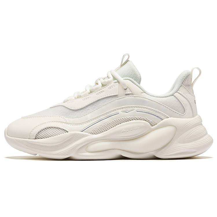 Erke Unspoken Textile, Synthetic Leather Low top Casual Shoes Women's Microcrystal White