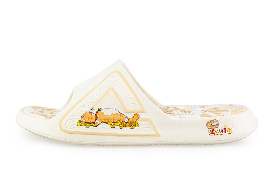PEAK Tai Ji1.0 Quiet Odor Resistant Cushioning Slide Slippers Unisex White Yellow
