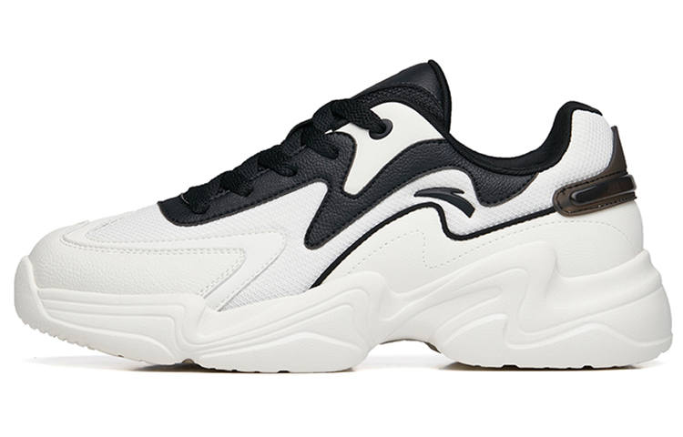 Anta Textile, Synthetic Leather Cushioning Slip Resistant Abrasion Resistant Low top Casual Shoes Men's White Black