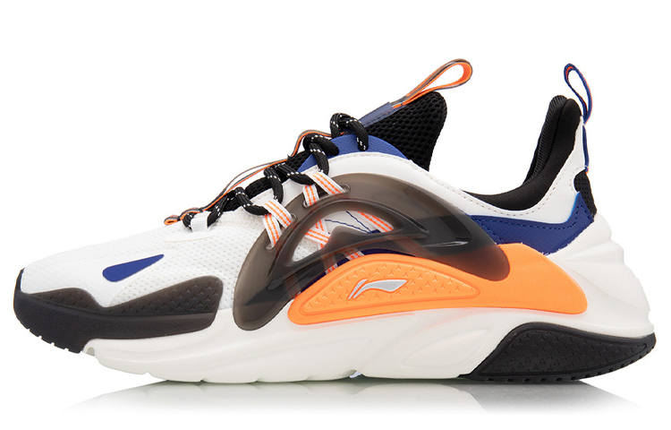 Li-Ning Li Ning Spark Fabric Lightweight Slip Resistant Lightweight Anti Slip Low top Sports Casual Shoes Men's White Orange